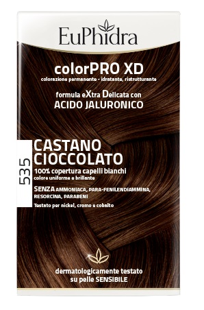EUPHIDRA COLORPRO XD 535 CASTANO CIOCCOLATO GEL COLORANTE CAPELLI IN FLACONE + ATTIVANTE + BALSAMO + GUANTI - lepimpinelle.it