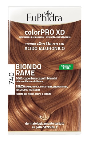 EUPHIDRA COLORPRO XD 740 BIONDO RAME GEL COLORANTE CAPELLI IN FLACONE + ATTIVANTE + BALSAMO + GUANTI - lepimpinelle.it