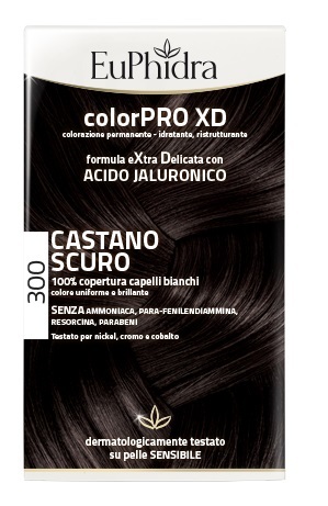 EUPHIDRA COLORPRO XD 300 CASTANO SCURO GEL COLORANTE CAPELLI IN FLACONE + ATTIVANTE + BALSAMO + GUANTI - lepimpinelle.it