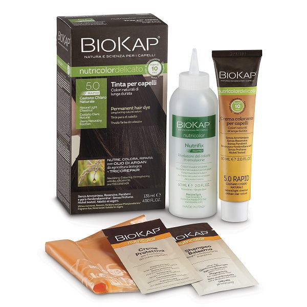 BIOS LINE  BIOKAP NUTRICOLOR DELICATO RAPID TINTA 5,0 CASTANO CHIARO NATURALE 135 ML - lepimpinelle.it