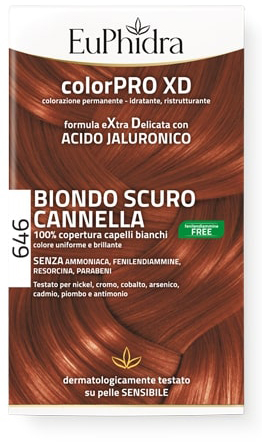 EUPHIDRA COLORPRO GEL COLORANTE CAPELLI XD 646 CANNELLA 50 ML IN FLACONE + ATTIVANTE + BALSAMO + GUANTI - lepimpinelle.it