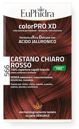 EUPHIDRA COLORPRO GEL COLORANTE CAPELLI XD 566 CASTANO CHIARO ROSSO 50 ML + ATTIVANTE + BALSAMO + GUANTI - lepimpinelle.it