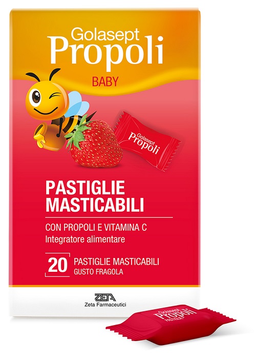 GOLASEPT PROPOLI BABY FRAGOLA 20 PASTIGLIE MASTICABILI - lepimpinelle.it