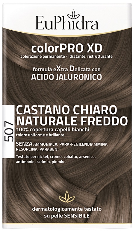 EUPHIDRA COLORPRO XD 507 CASTANO CHIARO NATURALE F COLORE + ATTIVANTE + BALSAMO + CUFFIA + GUANTI - lepimpinelle.it