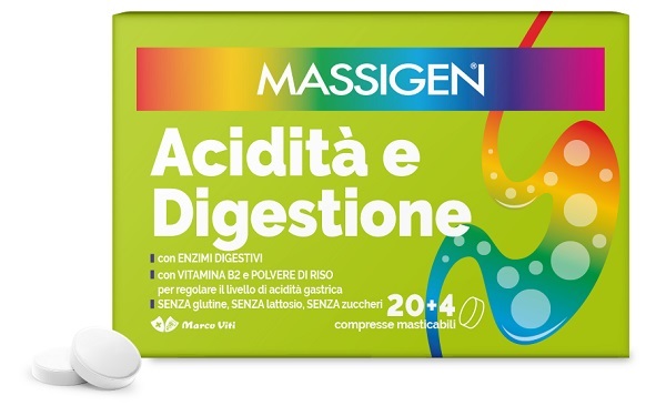 MASSIGEN ACIDITA' E DIGESTIONE 24 COMPRESSE MASTICABILI - lepimpinelle.it