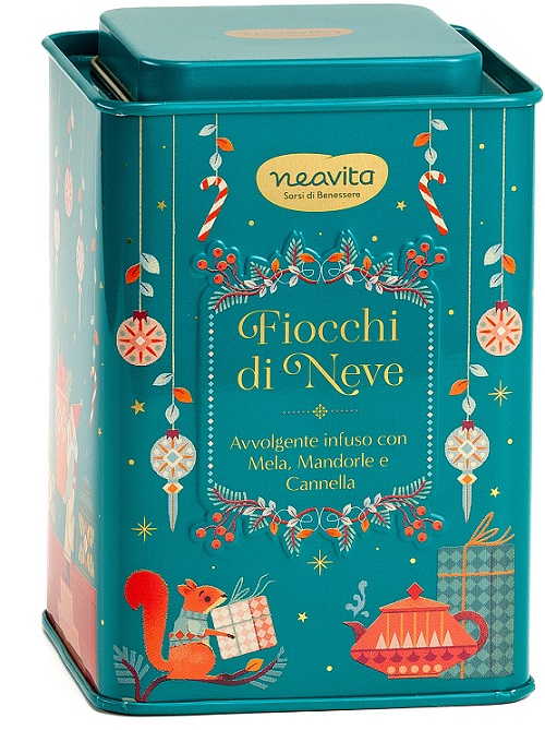NEAVITA INFUSO FIOCCHI DI NEVE FILTROSCRIGNO IN SQUARE TIN VERDE NATALE 12 FILTRI DA 3,5 G - lepimpinelle.it