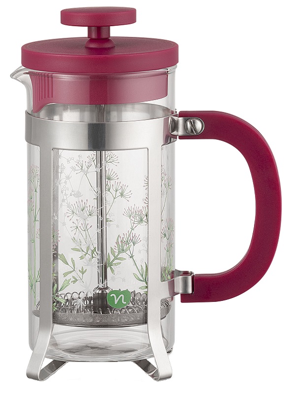 NEAVITA TISANIERA STANTUFFO TEA PLUNGER HERBARIUM MAGENTA 350 ML - lepimpinelle.it