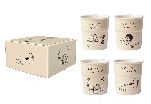 HIMALAYA HANDY MUG CAT'S DAILY ROUTINE SET DA 4 TAZZE X 225ML - lepimpinelle.it