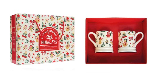 HIMALAYA VINTAGE CHRISTMAS RED HANDY MUG SET DA 2 TAZZE X 420ML - lepimpinelle.it