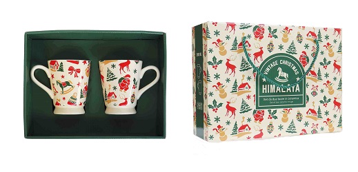 HIMALAYA VINTAGE CHRISTMAS GREEN HANDY MUG SET DA 2 TAZZE X 420ML - lepimpinelle.it