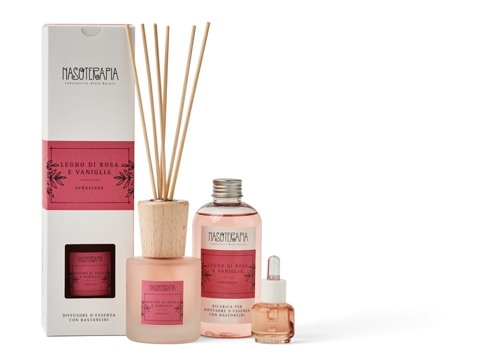 RICARICA PER DIFFUSIONE BASTONCINI 250 ML LEGNO DI ROSA E VANIGLIA - lepimpinelle.it