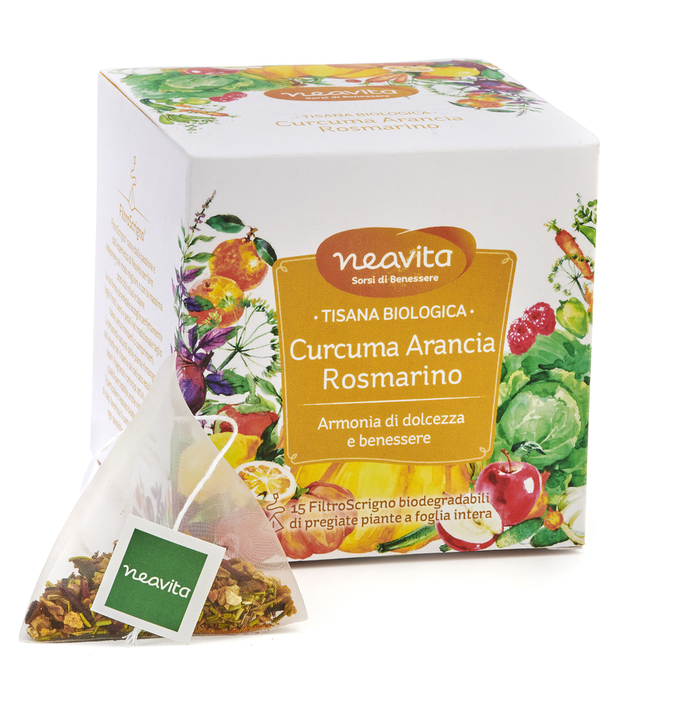 NEAVITA FILTROSCRIGNO FRUIT&VEG CURCUMA ARANCIA ROSMARINO BIO 15 FILTRI 3 G - lepimpinelle.it