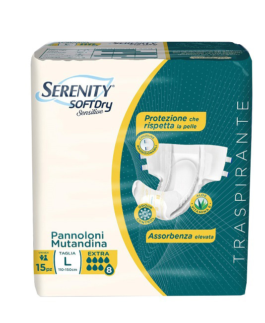PANNOLONE MUTANDINA SERENITY SD SENSITIVE EXTRA L 15 PEZZI - lepimpinelle.it