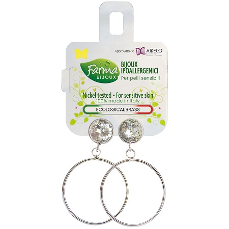 ORECCHINO CERCHIO PENDENTE CON CRISTALLO BIANCO - lepimpinelle.it
