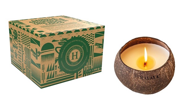 HIMALAYA CANDELA ARTIGIANALI IN UNA NOCE DI COCCO LEMONGRASS 350 G - lepimpinelle.it