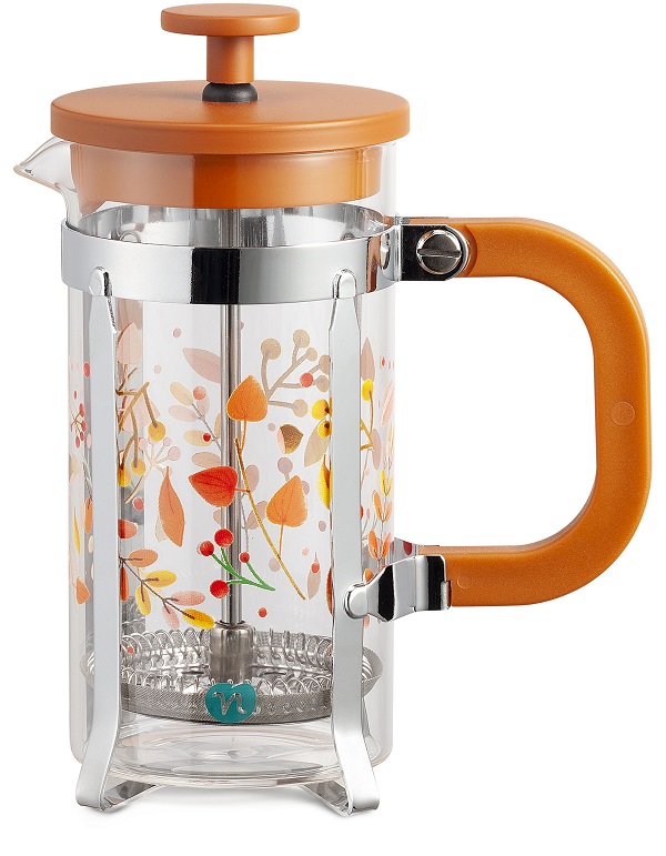 NEAVITA TISANIERA A STANTUFFO TEA PLUNGER ARANCIONE DA 350 ML - lepimpinelle.it