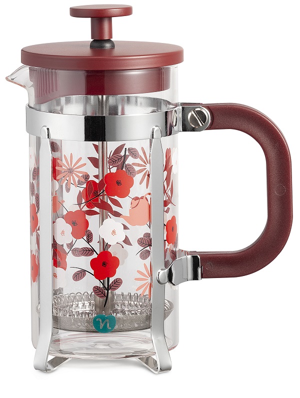 NEAVITA TISANIERA A STANTUFFO TEA PLUNGER BORDEAUX DA 350 ML - lepimpinelle.it