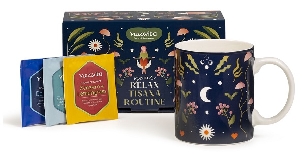 NEAVITA COFANETTO TISANA ROUTINE RELAX BLU: CONTIENE 9 FILTRI BIO E MUG DA 300 ML - lepimpinelle.it