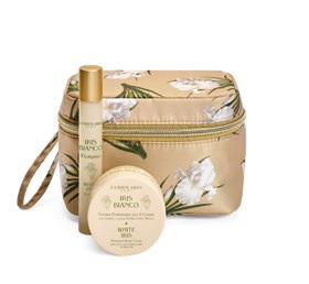 IRIS BIANCO MINI BEAUTY CASE PETALO 1 PROFUMO 15 ML + 1 CREMA PROFUMATA CORPO 75 ML - lepimpinelle.it